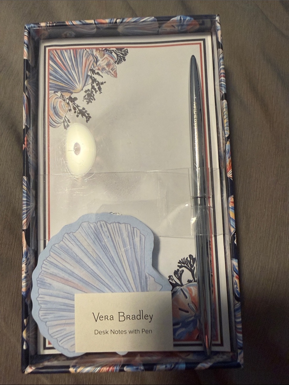 Vera Bradley Coastal Shell Note Set in Blue and Coral